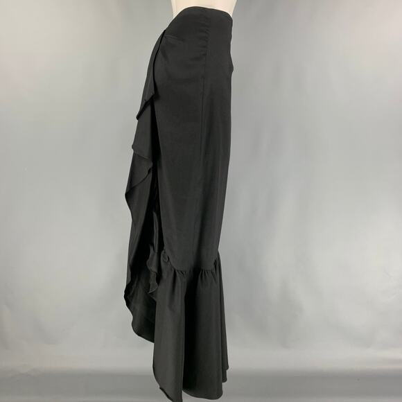 VERONIQUE YOUNG Size 8 Black Polyester Blend Ruffled Evening Long Skirt - Picture 2 of 5